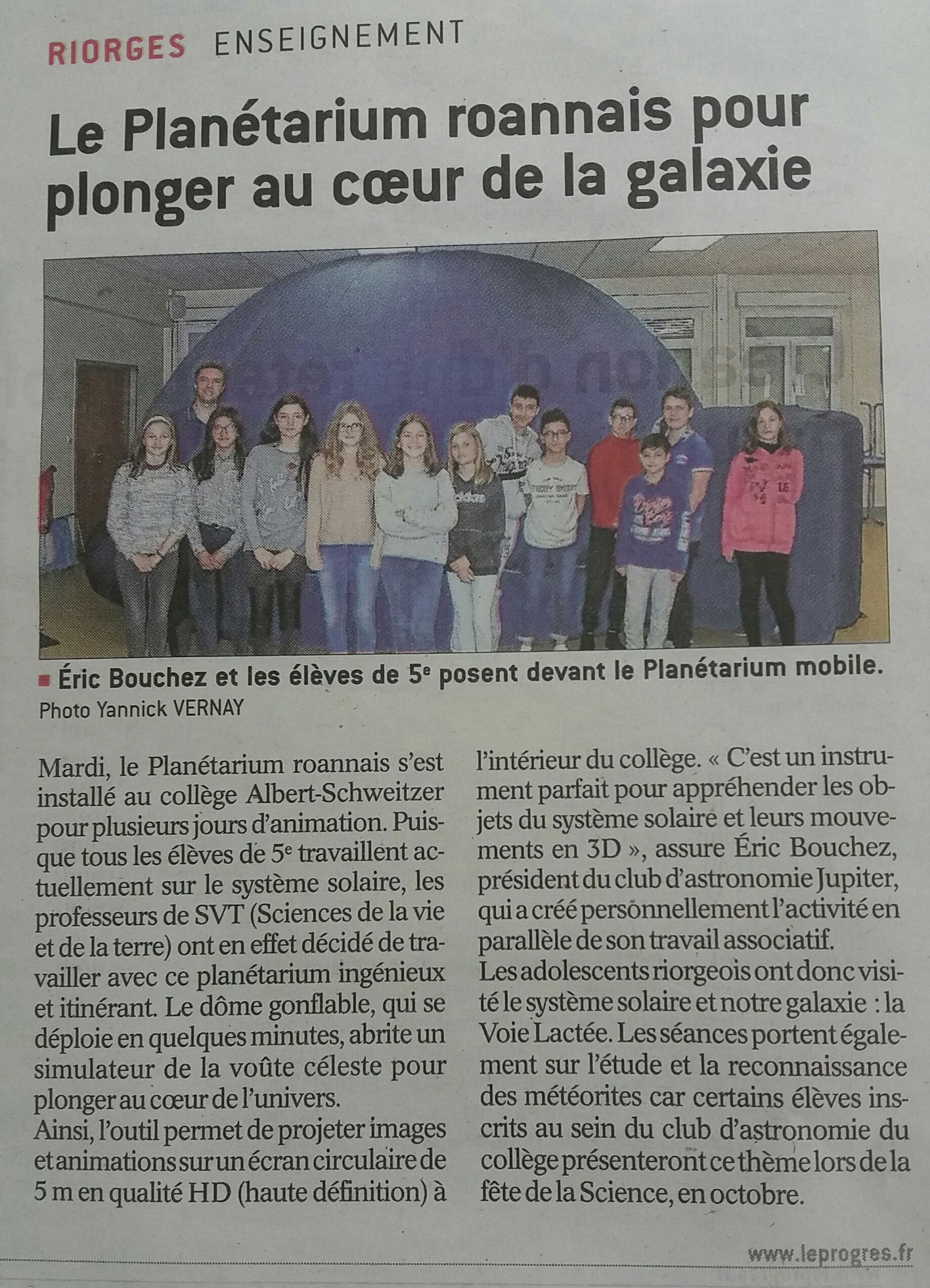 Le planétarium au collège