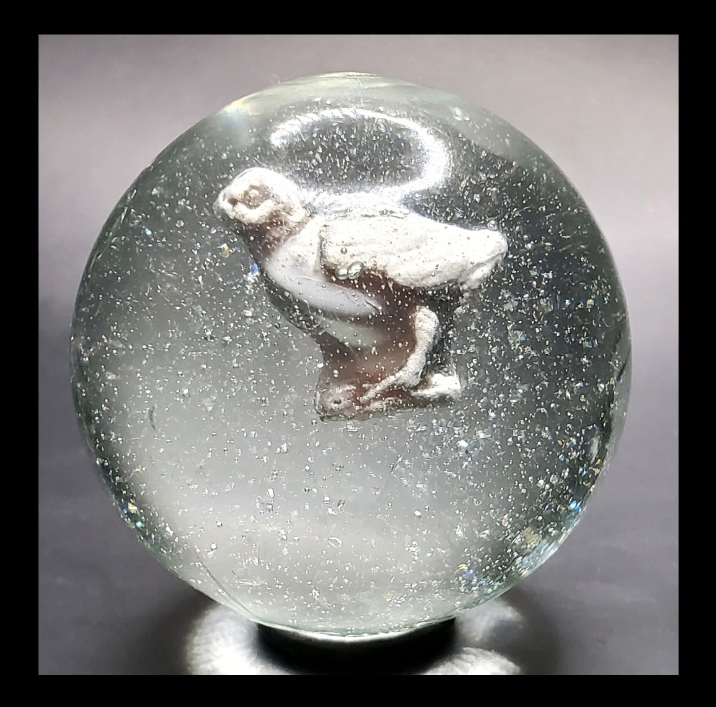 $200 2.13" Extra Large Bird Sulphide Marble Mint minus