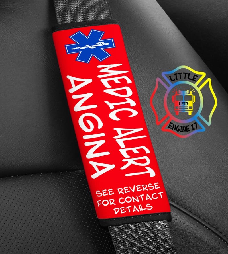 Angina Medic Alert Seat Belt Cover - Little Engine 17