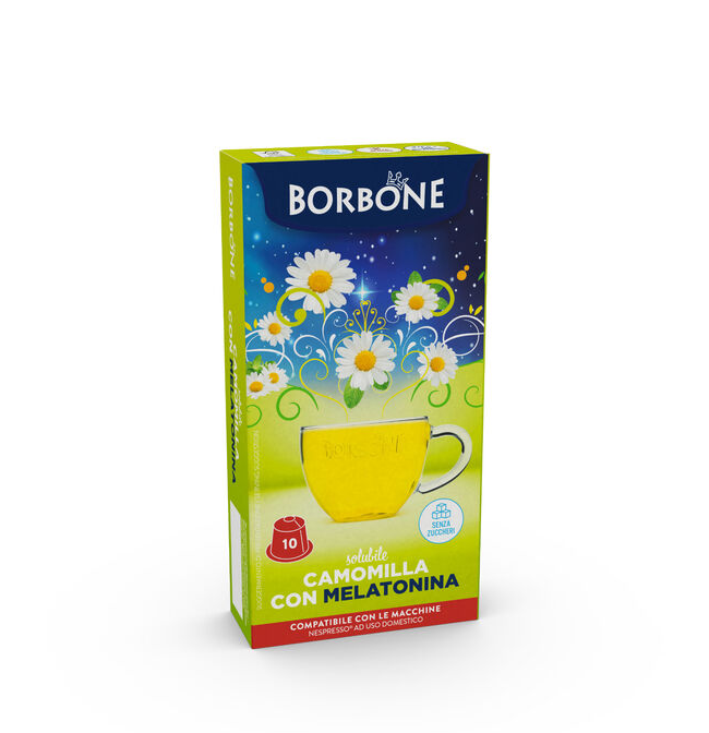 10 Capsules Borbone  Boisson Instantanée CAMOMILLE ET MÉLATONINE