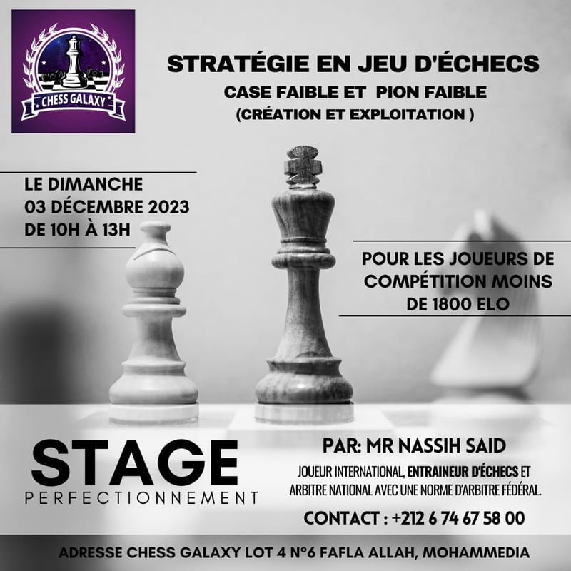 STRATEGIE DE JEU D'ECHECS CASE FAIBLE ET PION FAIBLE (CREATION ET EXPLOITATION )