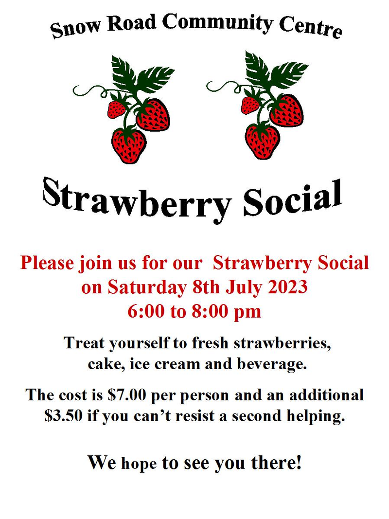 Snow Road Community Centre Strawberry Social