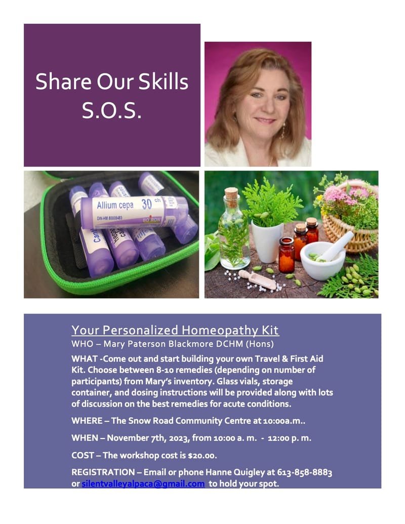 S.O.S - Share Our Skills - Preparing a personalized homeopathy kit with Mary Blackmore - Copy