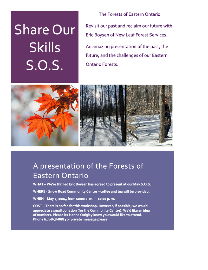 S.O.S - Share Our Skills - The Forests of Eastern Ontario with Eric Boysen