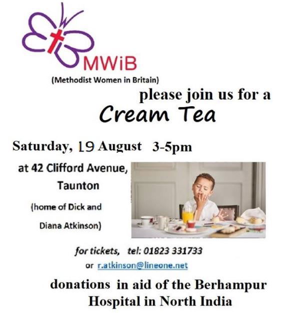 MWiB Cream Tea Taunton Deane & South Sedgemoor Methodist Circuit