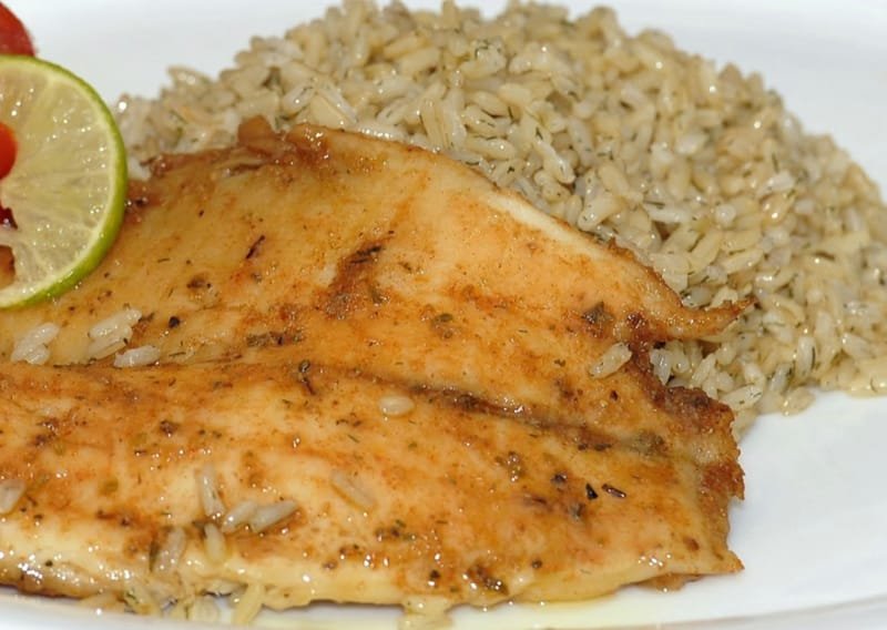2pc tilapia Fillet  with French Fries or Fried Rice