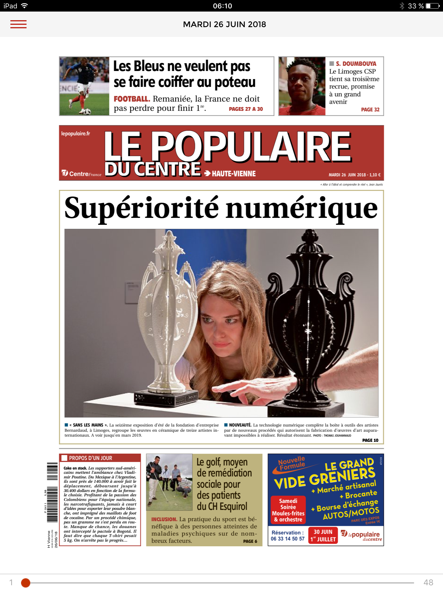 Le populaire du centre 26/06/2018