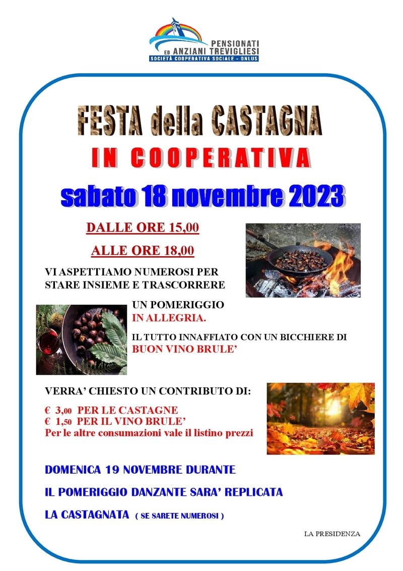 FESTA della CASTAGNA - in COOPERATIVA - Sabato 18 novembre 2023