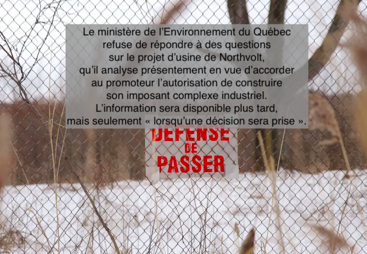 Le 31 janvier 2024 -Québec refuse de répondre à des questions sur l’usine de Northvolt