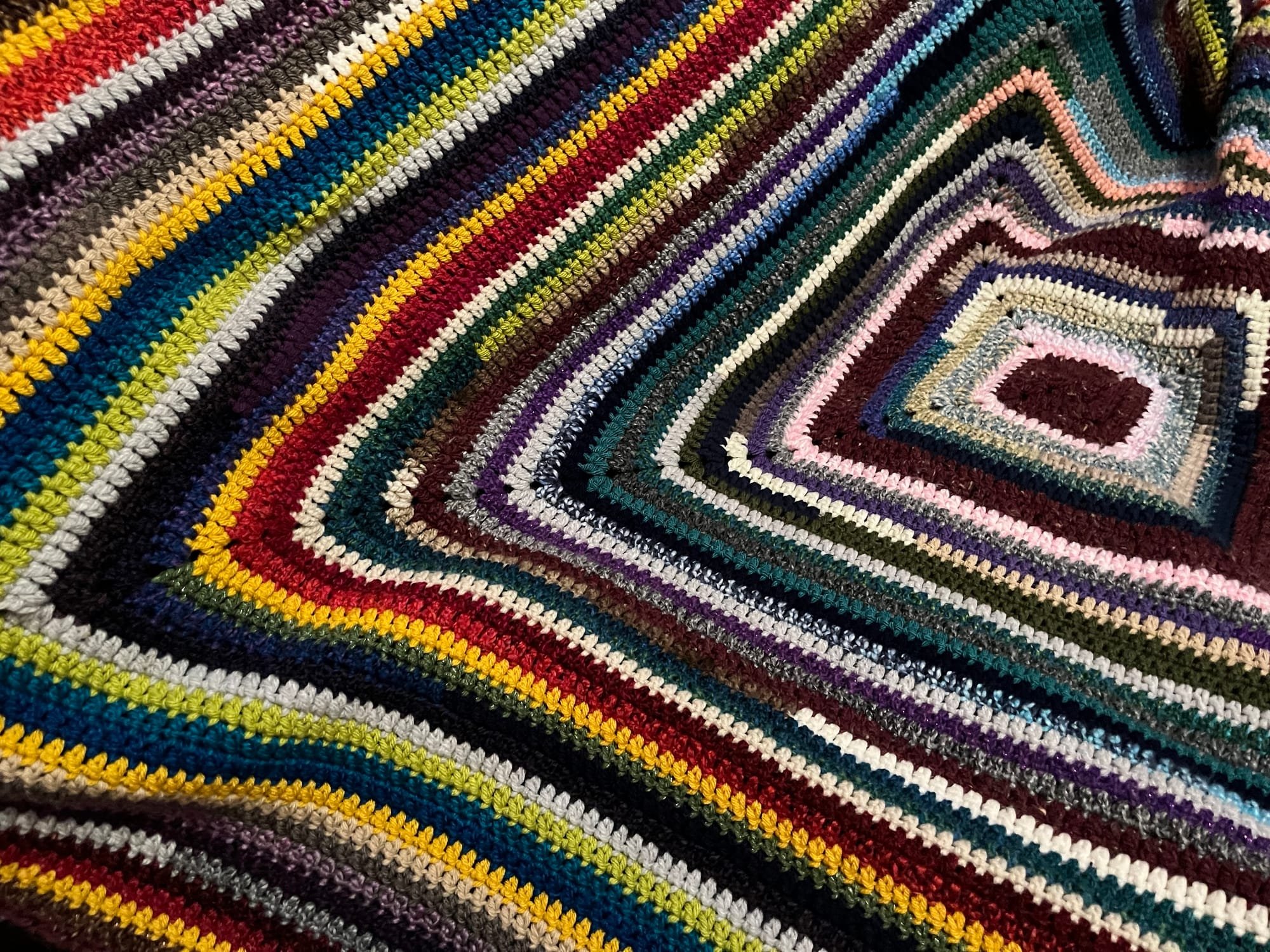 Crochet scrap granny square blanket 150cm x 150cm