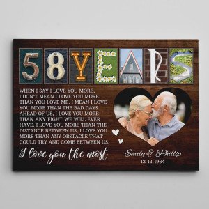 58th Anniversary Letter Art with Photo Canvas Print