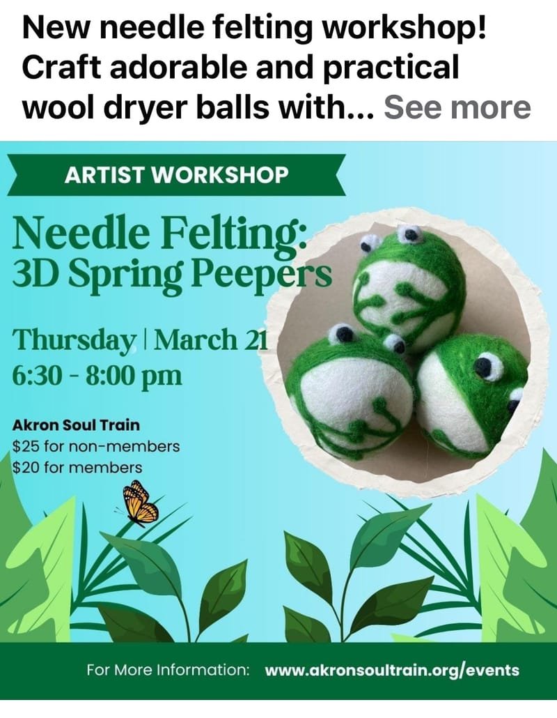 3D Spring Peepers Dryer Ball Needle Felting