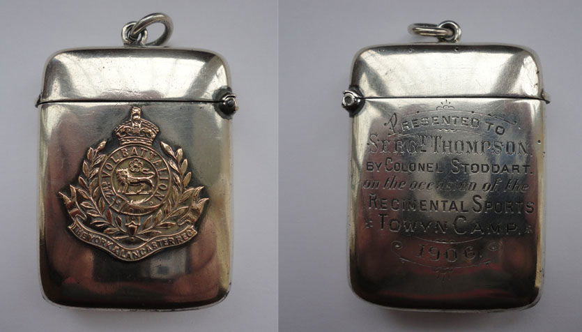 Vesta Silver Matchbox Presented to Sergt Thompson 2nd VB