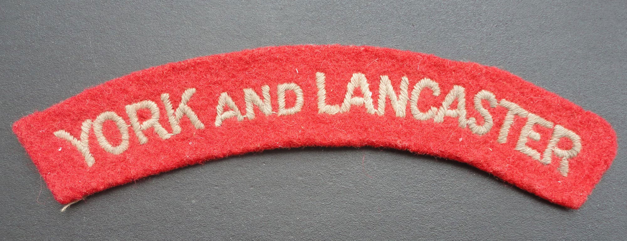 York and Lancaster Cloth Shoulder Title-red background