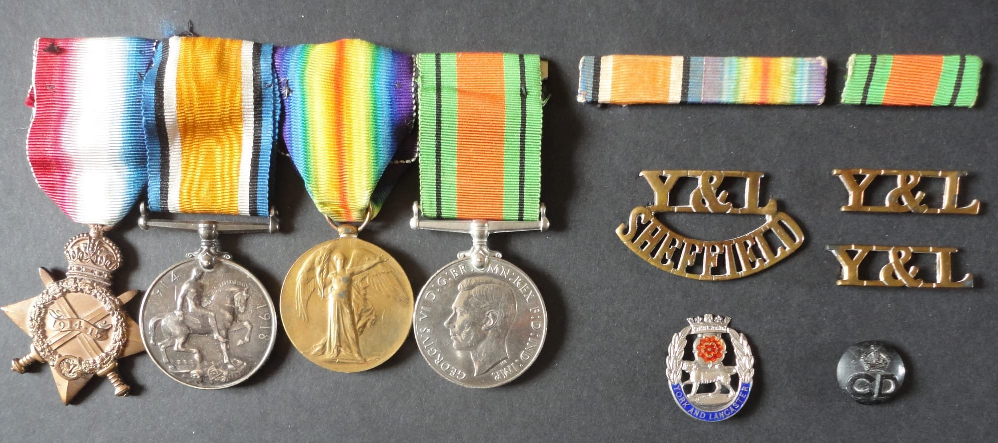 Medals & Badges to 12/206 Thomas Edgar Osborn Sheffield Pals