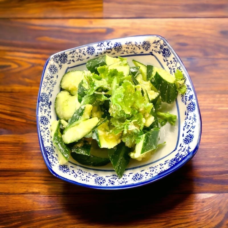 49. Cucumber Salad w/ Vinegar and garlic dressing