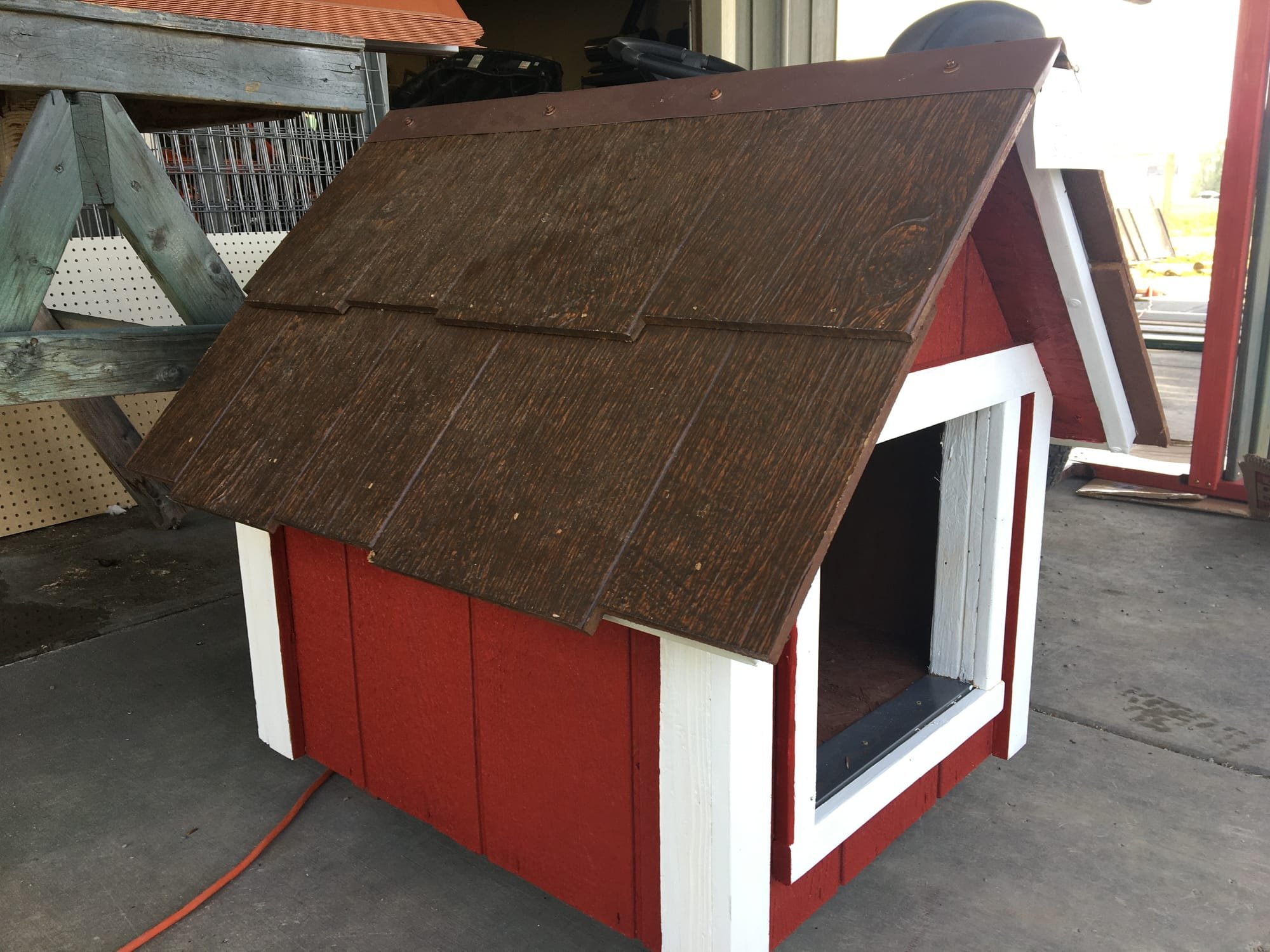 Donated dog houses from our local dog shelter, are being restored in our spare time. You can see it displayed in the farmers market picture. We are asking for $100.00 donation.
