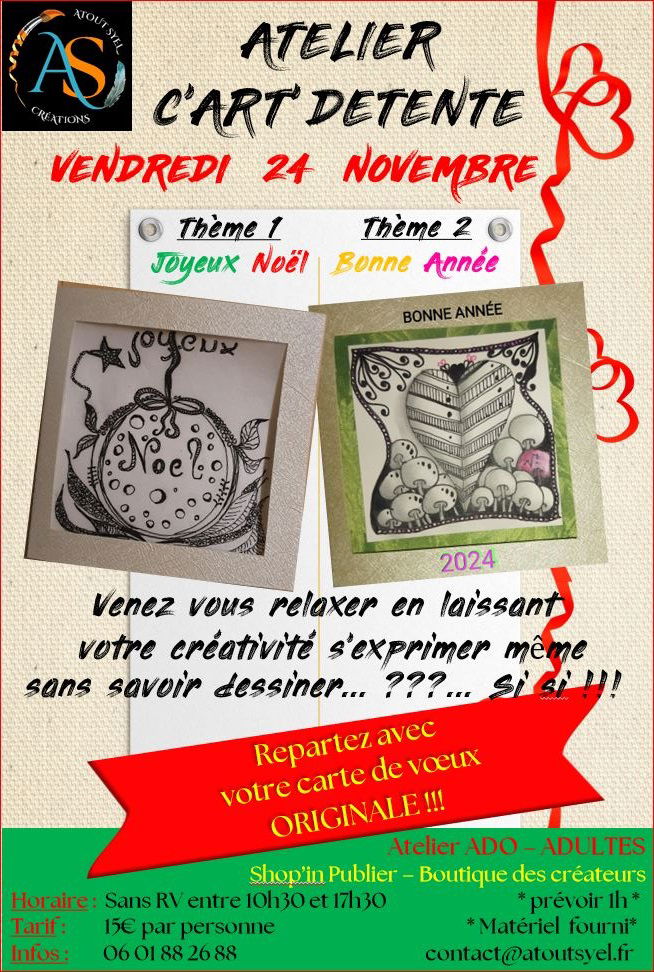 ATELIER C'ART' DETENTE à CORA AMPHION vendredi 10 Novembre