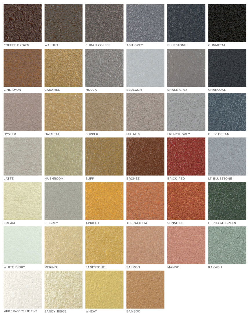 Overcrete Colour Chart