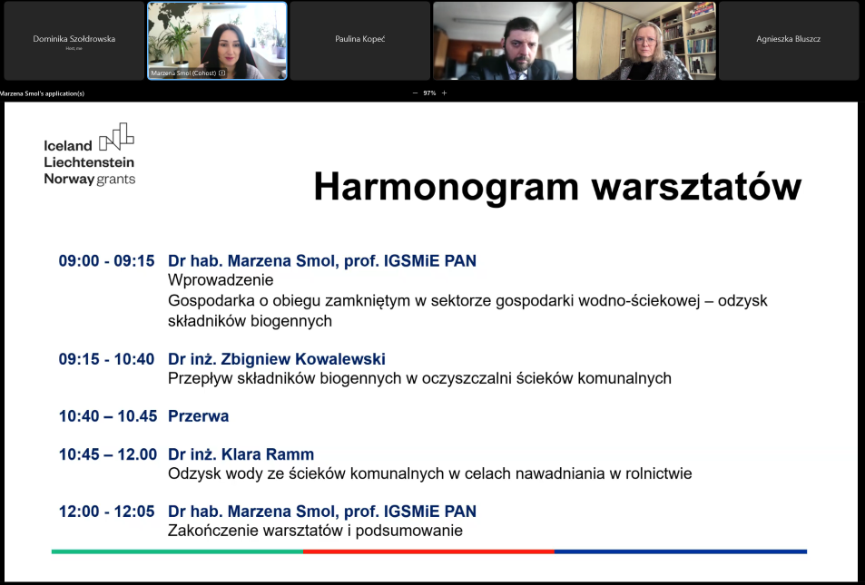 Warsztaty dla młodych naukowców "Potencjał sektora wodno-ściekowego jako źródła składników biogennych"