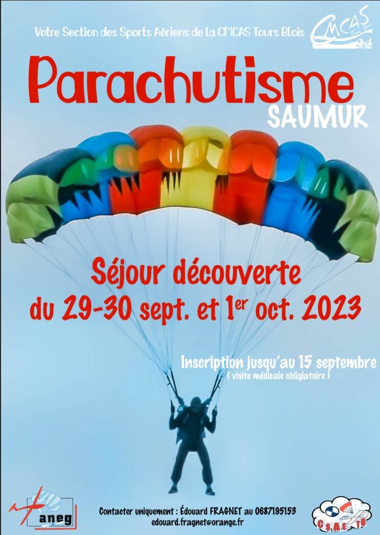 Séjour Découverte Parachutisme SSA Tours-Blois