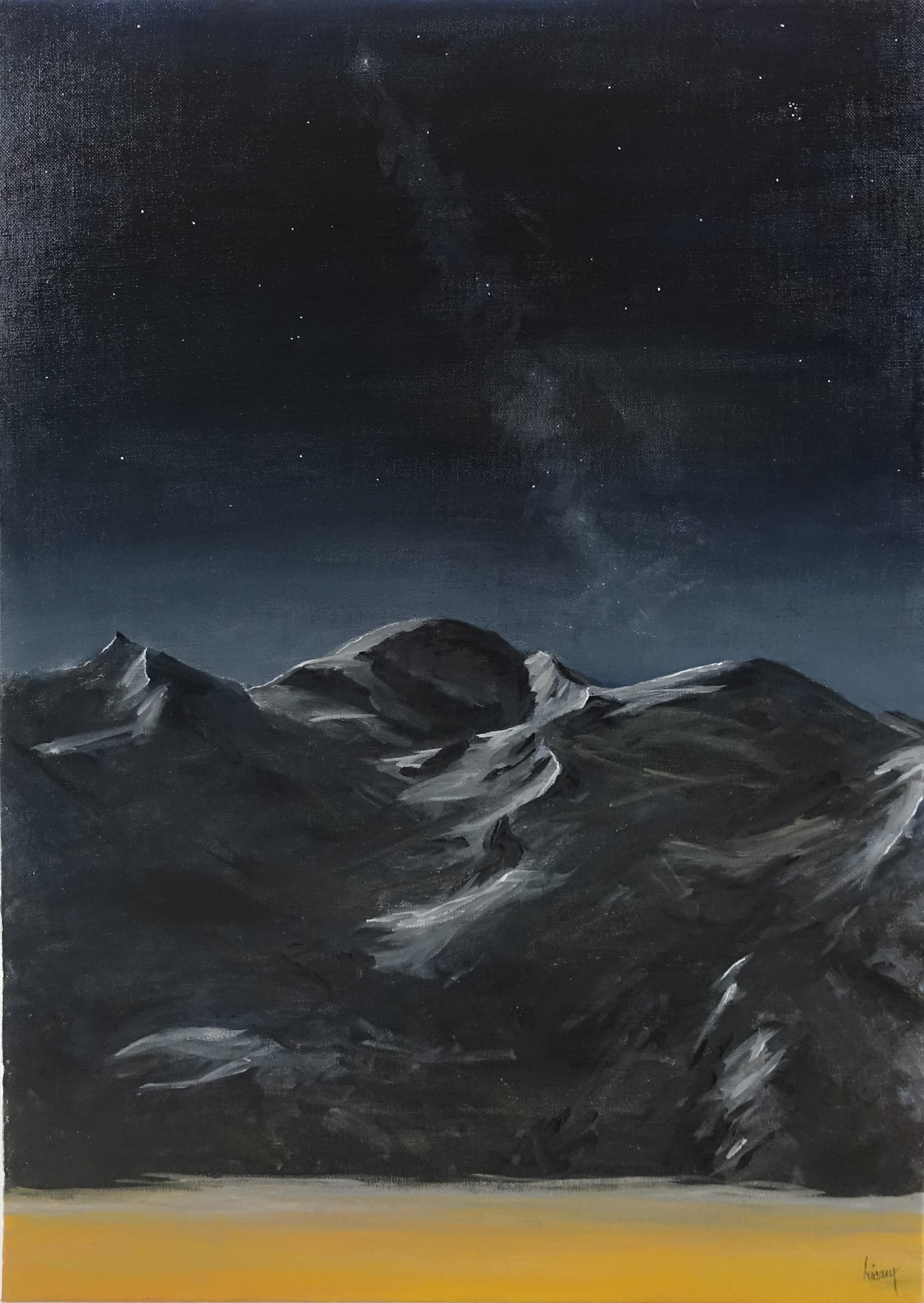 Clair du lune et ciel étoilé sur le Mont-Blanc