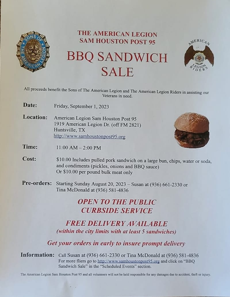Sons and Riders BBQ Sandwich Sale!