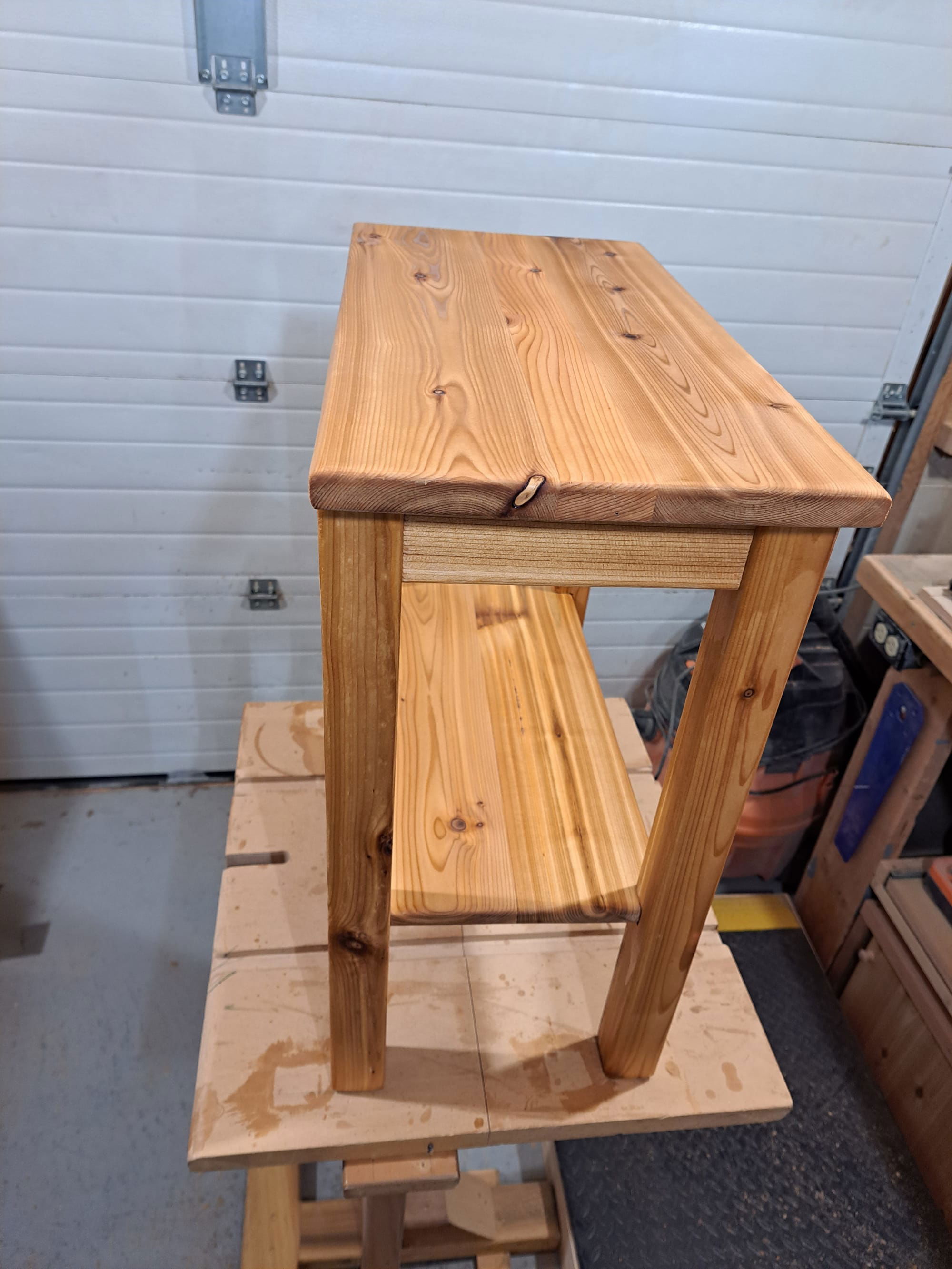 cedar outdoor end tables with shelf