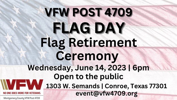 Conroe VFW Post 411 Flag Day Ceremony and Dinner