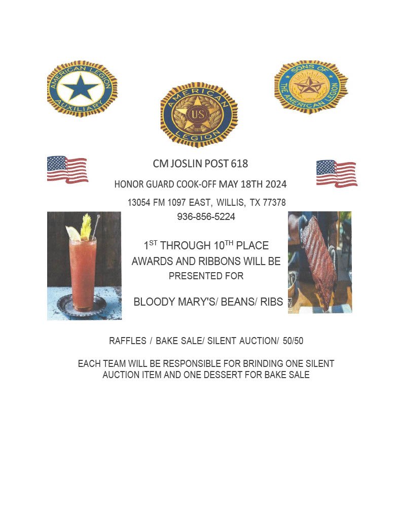 Honor Guard Cookoff! Willis Post 618!