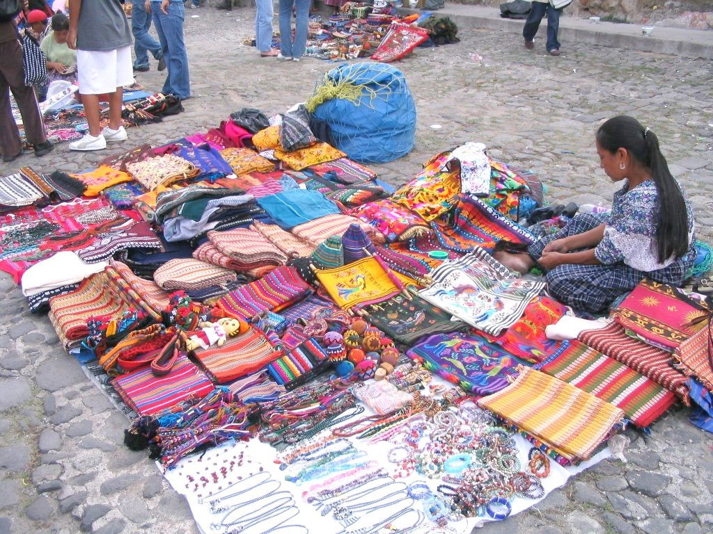 Vendedoras de tejidos en Antigua Guatemala