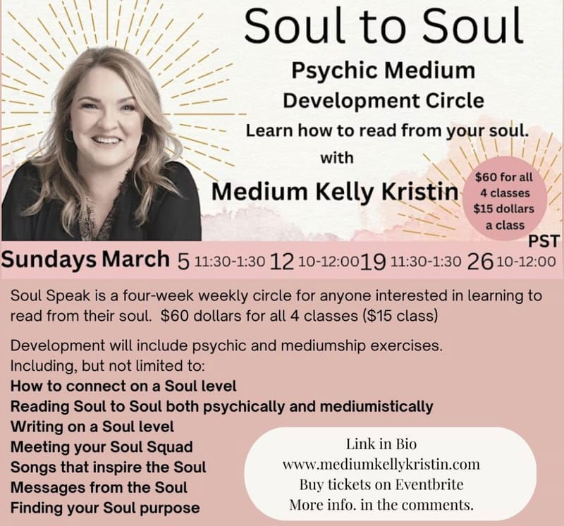 Soul to Soul Psychic Medium Development Circle with Kelly Coulter