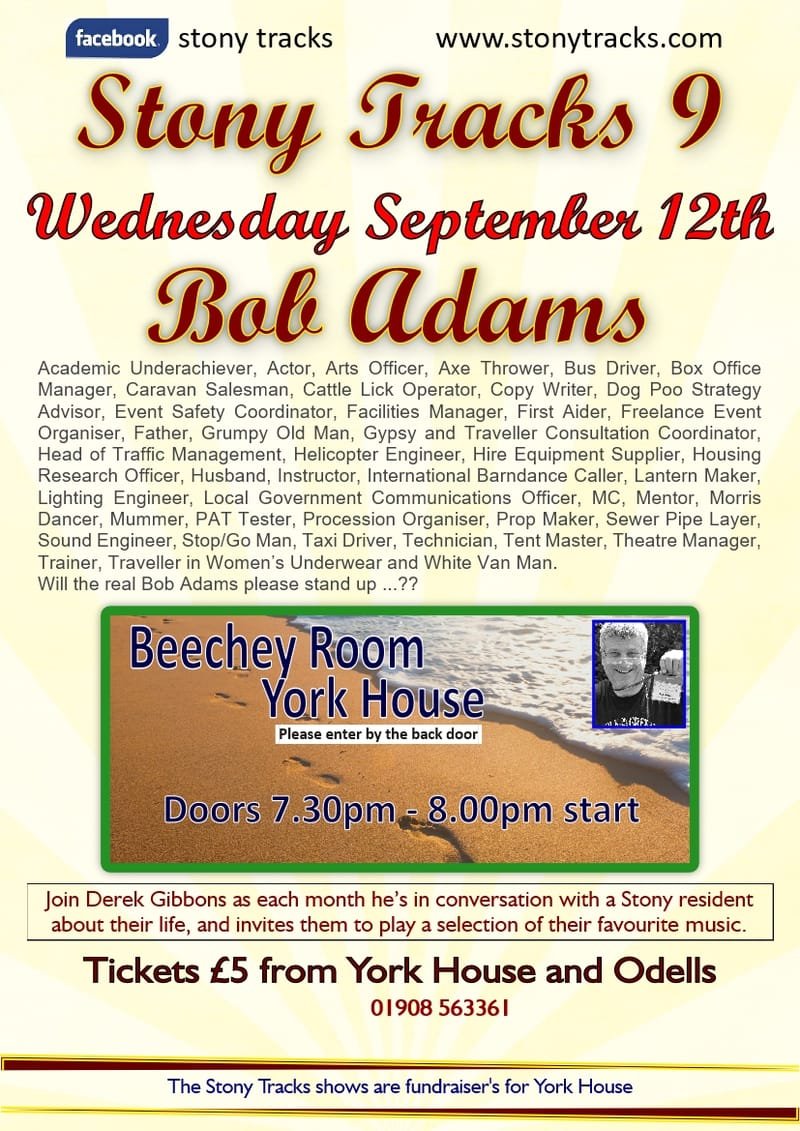 Stony Tracks 9 - September 12th with Bob Adams