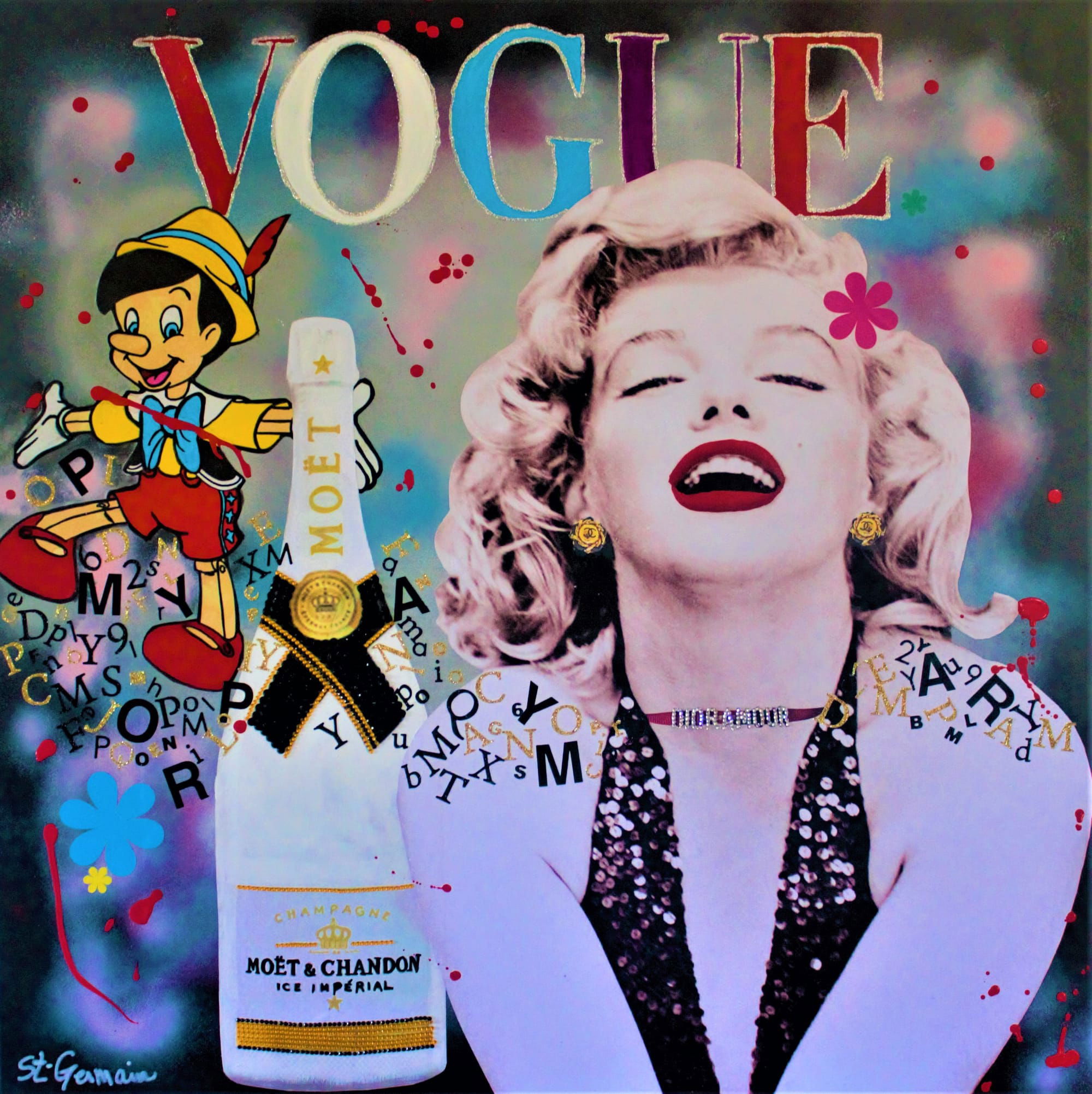 Champagne with friends 80x80cm