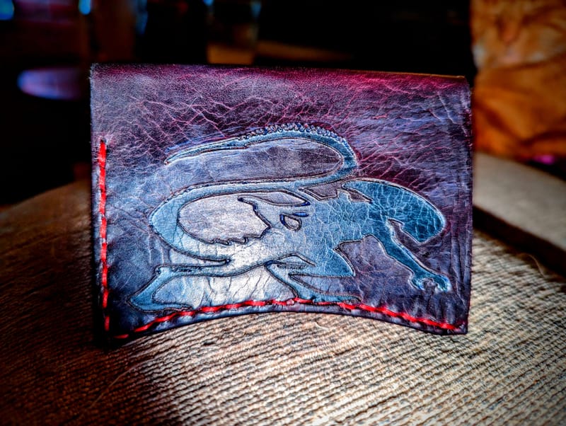 Leather wallet mandala with pyrography  Painted leather purse, Diy leather  wallet, Leather bags handmade