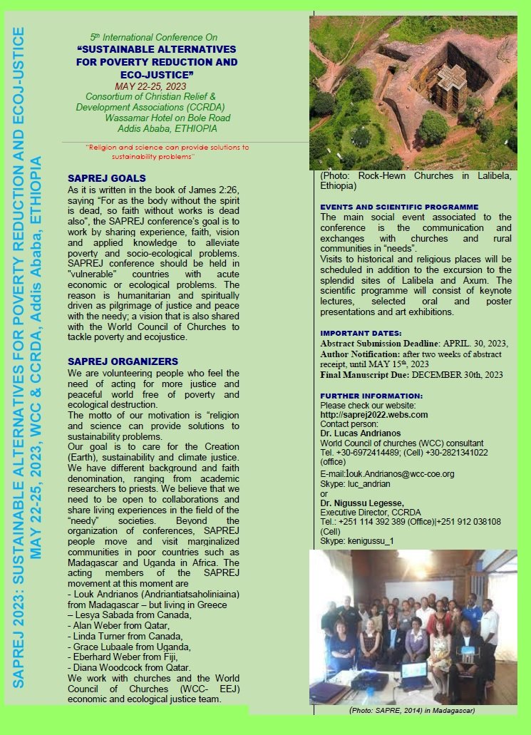 SAPREJ 2023 ETHIOPIA “THE ROLES, RESPONSABILITIES AND INITIATIVES OF RELIGION, SCIENCE AND CIVIL SOCIETIES IN ECOLOGICAL JUSTICE AND BIODIVERSITY PROTECTION”