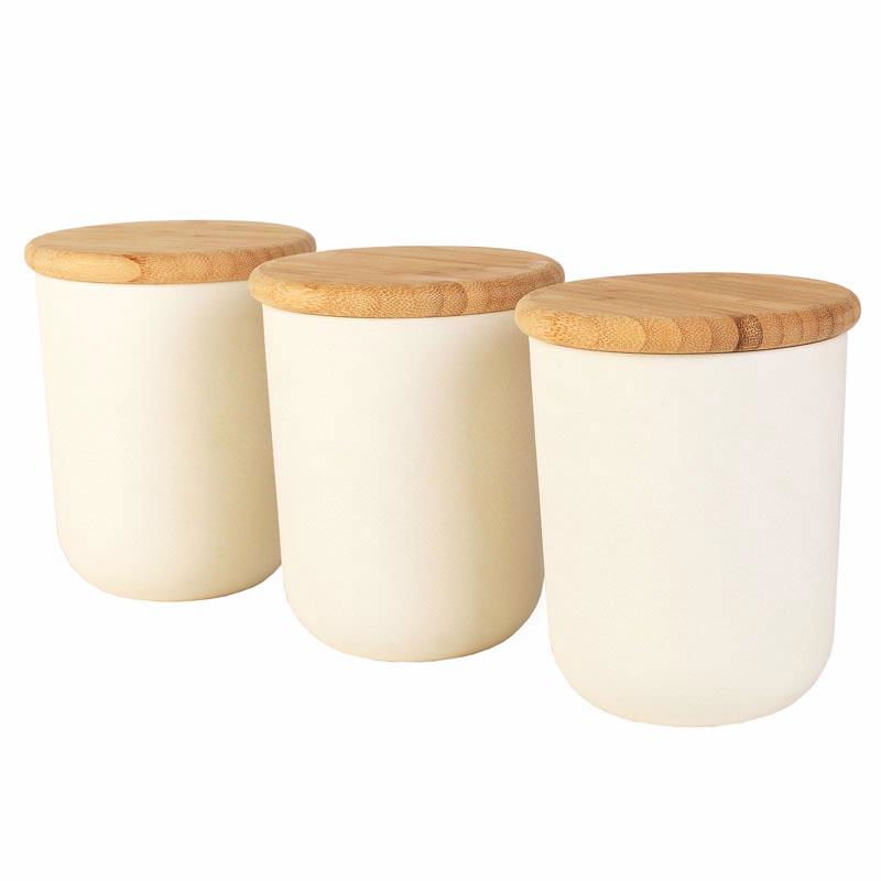 SALTER EARTH BAMBOO CANISTER SET 3PC CREAM - ALCASTORES