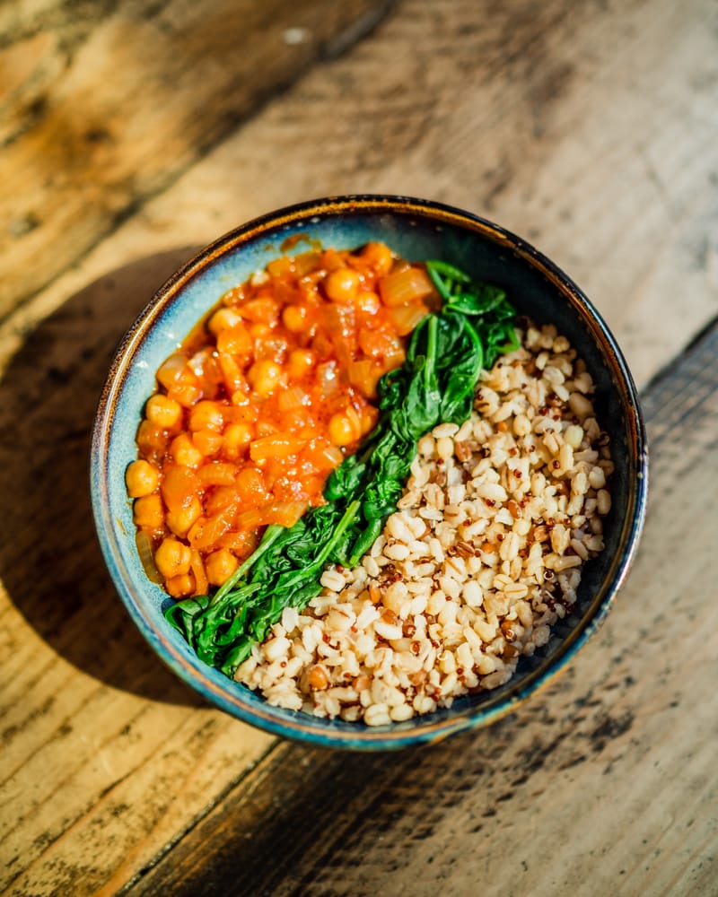 Chickpea spinach bowl