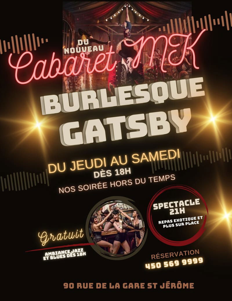 Nos soirées ambiance Jazzy, Gatsby, burlesque