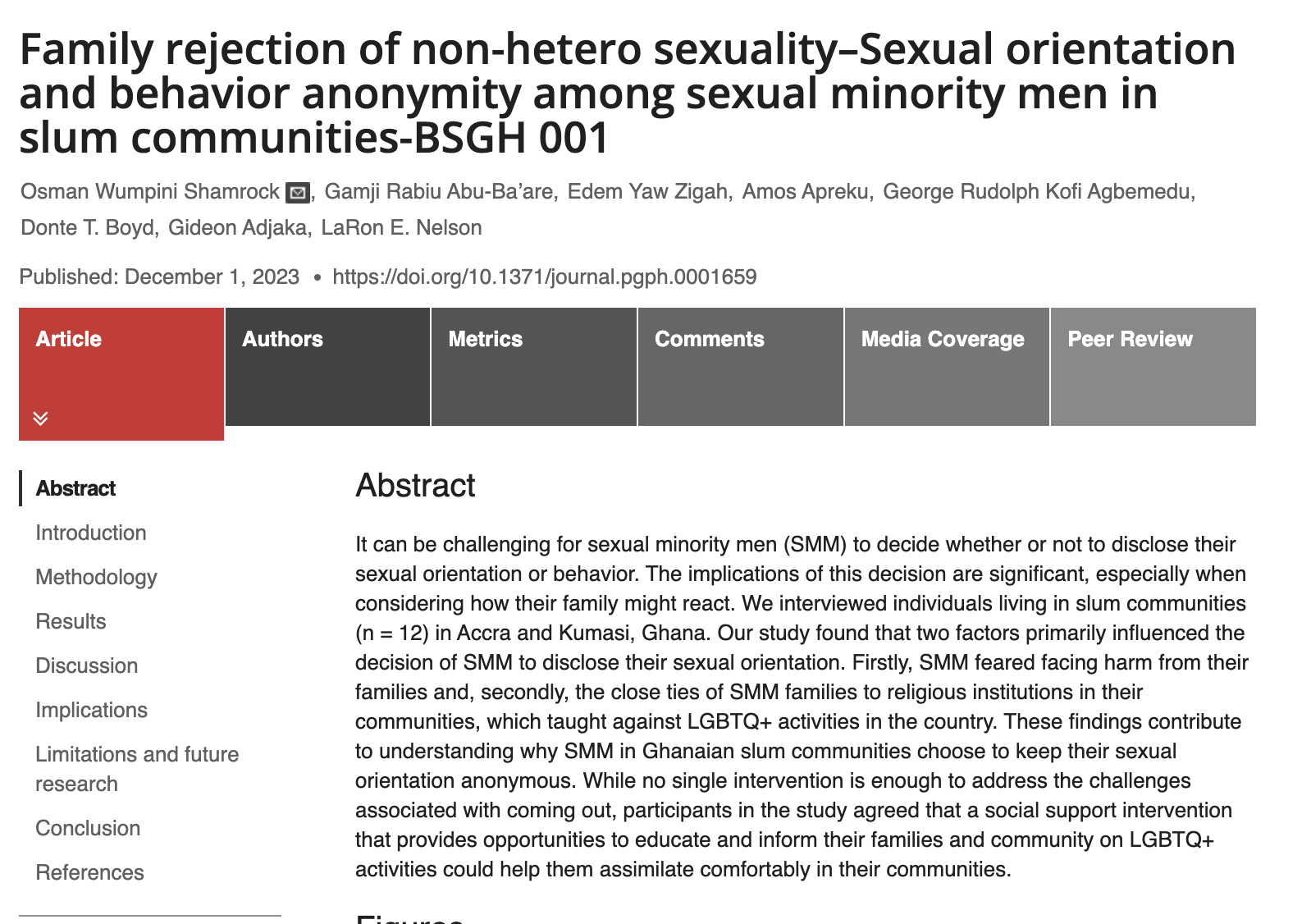 Family Rejection of Non-Hetero Sexuality–Sexual Orientation and Behavior Anonymity among sexual Minority Men in Slum Communities
