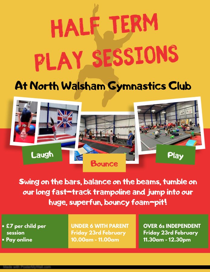 NWGC HALF-TERM GYMNASTICS PLAY SESSIONS - UNDER 6 WITH PARENT