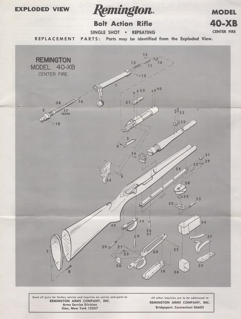 Remington 40 XB -- Exploded Drawing - Gun Catalogues & Books -- Late ...