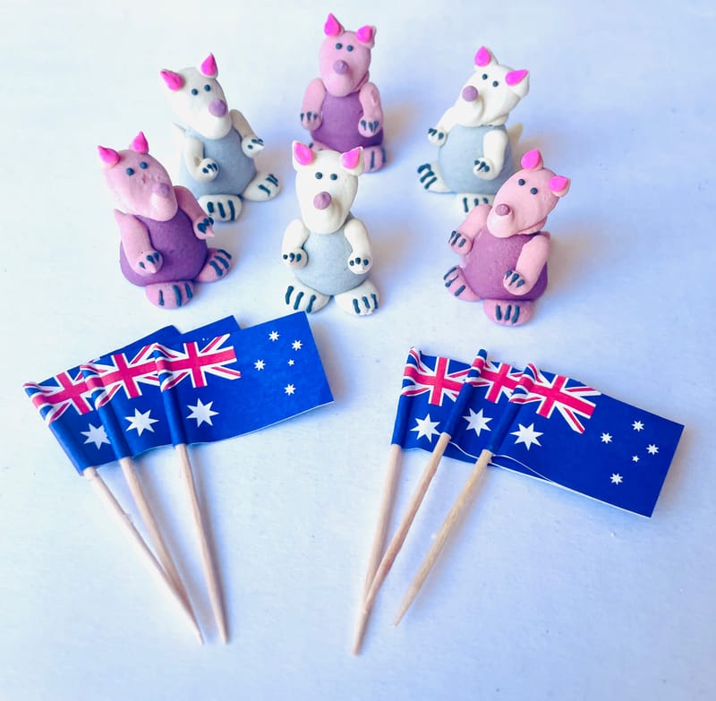 Set of 12 Australia Day Cupcake Toppers Sugar Craft by Rosie