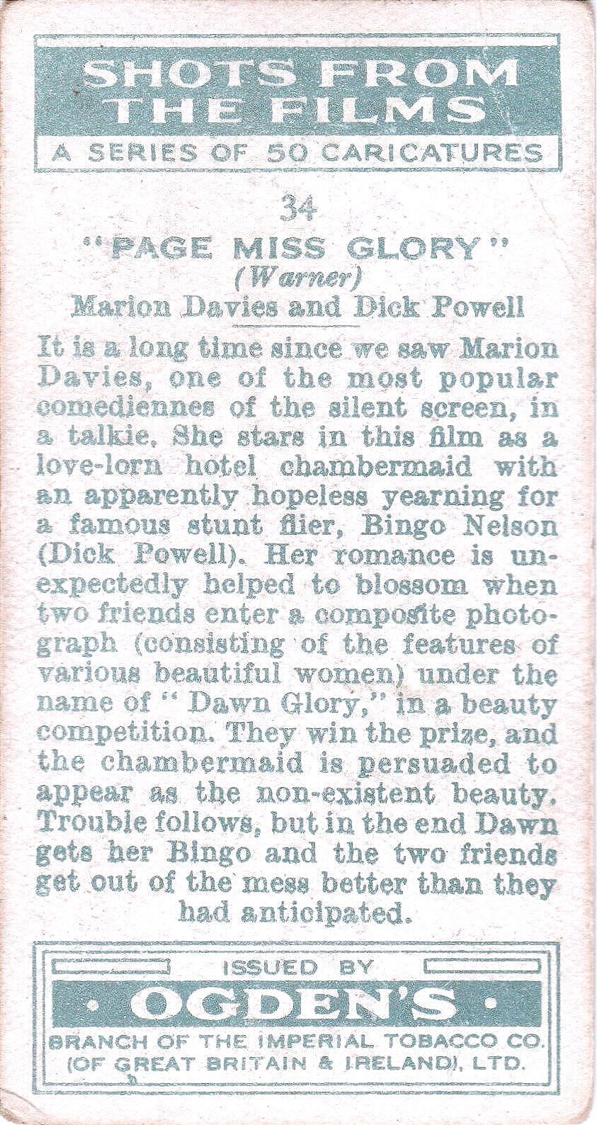 " PAGE MISS GLORY " MARION DAVIES DICK POWELL