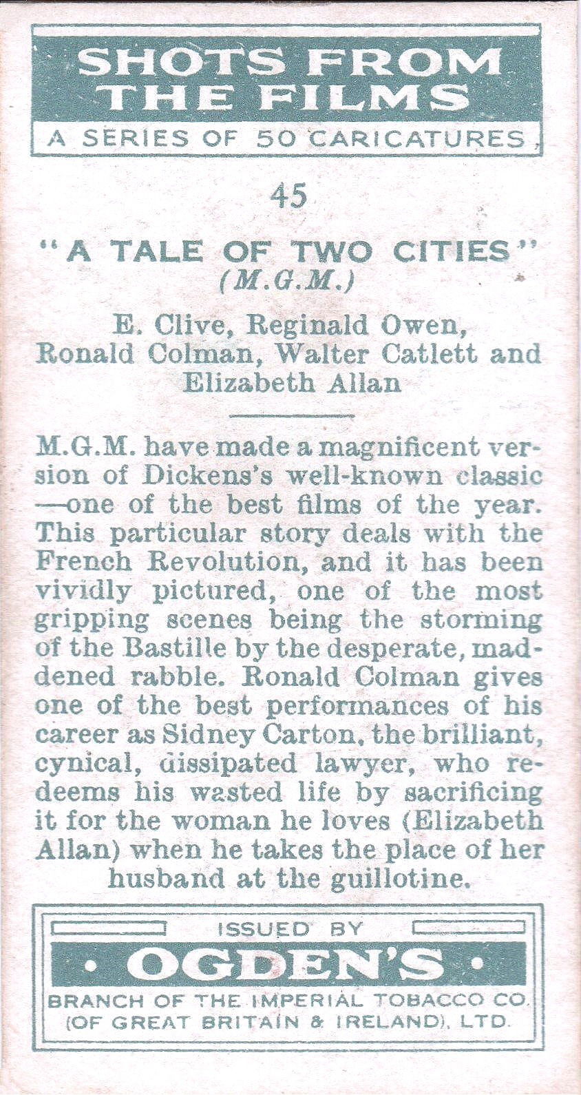 " A TALE OF TWO CITIES " E. CLIVE - REGINALD OWEN - RONALD COLMAN - WALTER CATLETT - ELIZABETH ALLAN