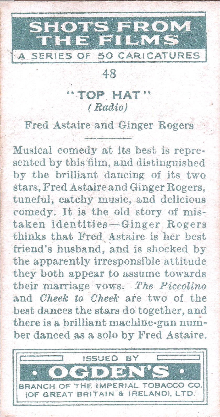 " TOP HAT " FRED ASTAIRE - GINGERS ROGERS