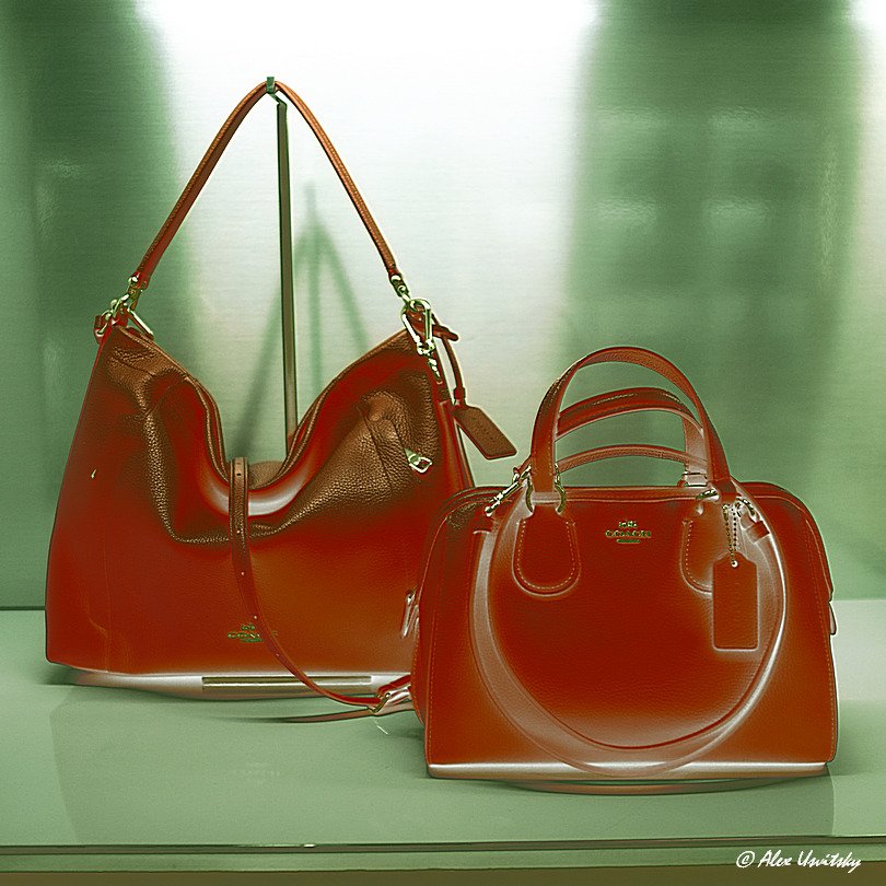 Red Purses in Green Light