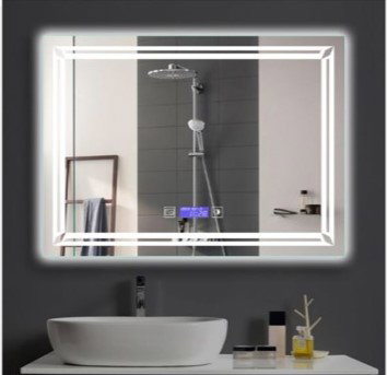 AICA Miroir lumineux rectangulaire 70 x 50cm anti-buée +dimmable