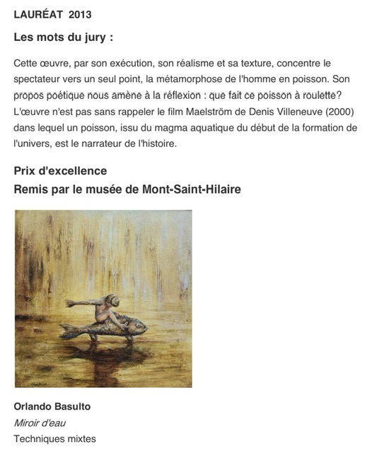 Prix d’excellence décerné par le musée du Mont-Saint-Hilaire