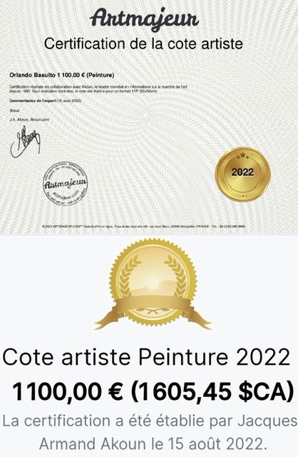 Certification cote d’artiste